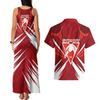 Sydney Swans Australian Football Couples Matching Tank Maxi Dress and Hawaiian Shirt Muscular Swan Mascot - Bold Team Colors