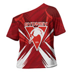 Sydney Swans Australian Football Cross Shoulder Shirt Muscular Swan Mascot - Bold Team Colors