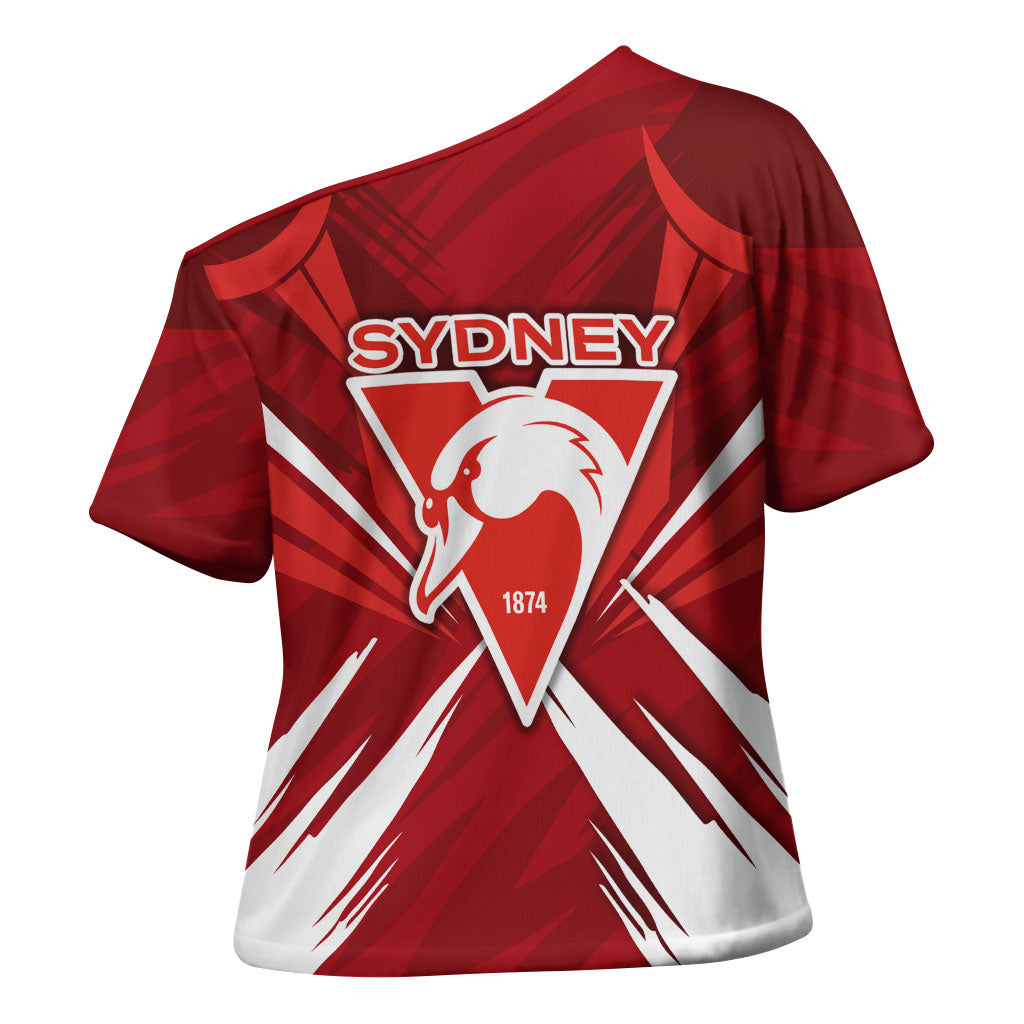 Sydney Swans Australian Football Cross Shoulder Shirt Muscular Swan Mascot - Bold Team Colors