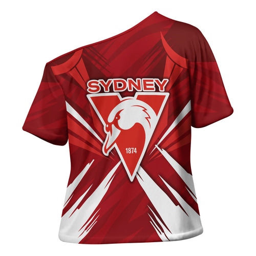 Sydney Swans Australian Football Cross Shoulder Shirt Muscular Swan Mascot - Bold Team Colors
