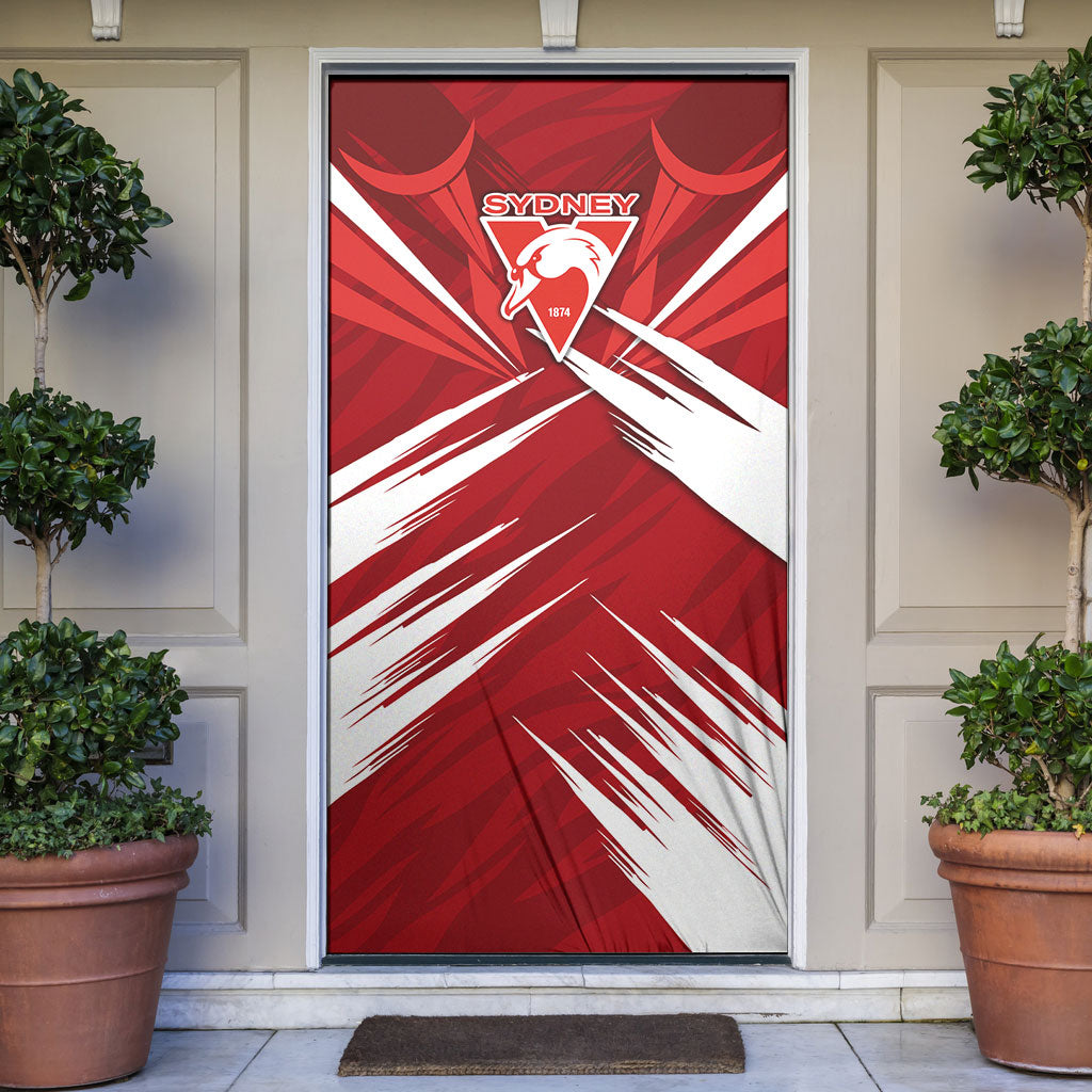 Sydney Swans Australian Football Door Cover Muscular Swan Mascot - Bold Team Colors