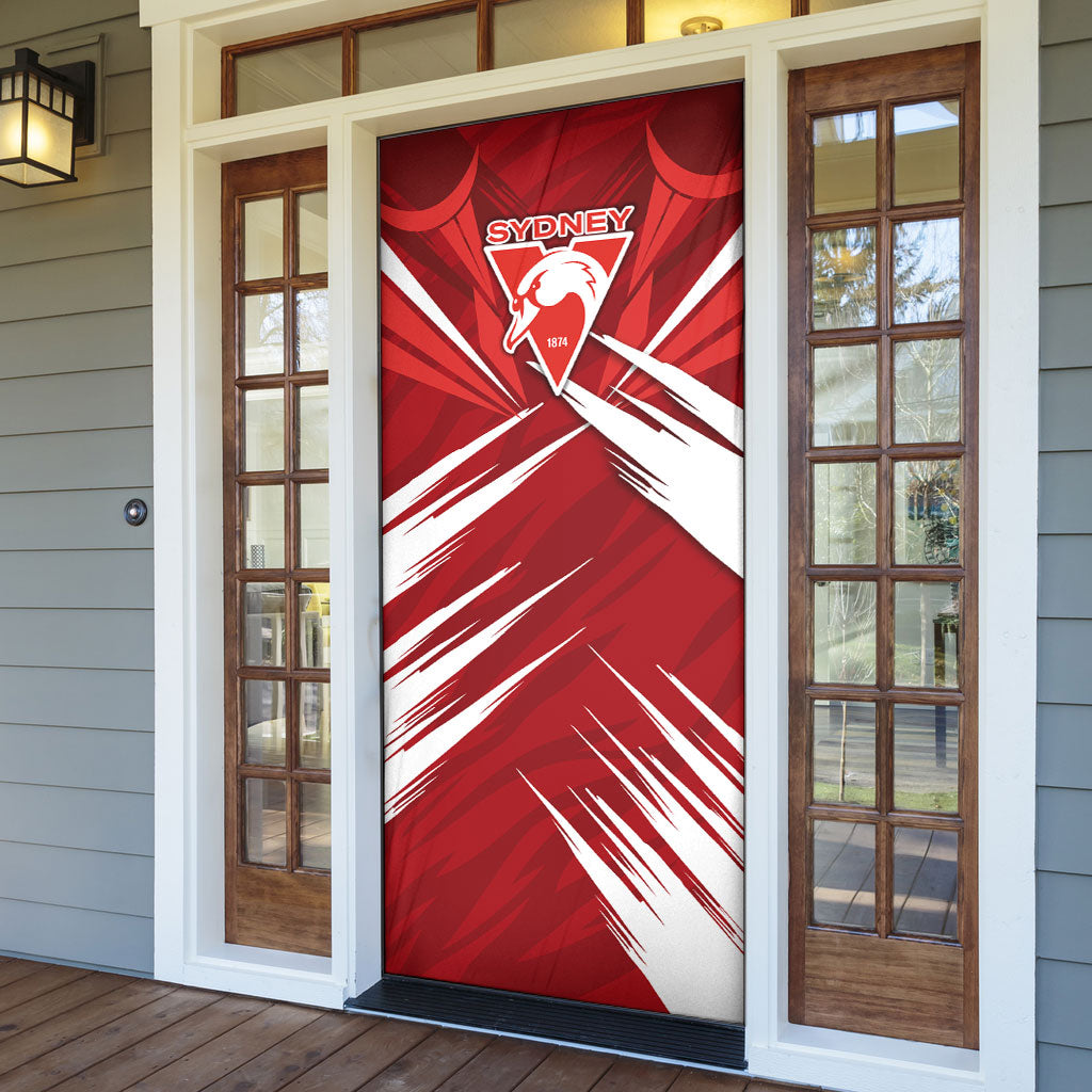 Sydney Swans Australian Football Door Cover Muscular Swan Mascot - Bold Team Colors