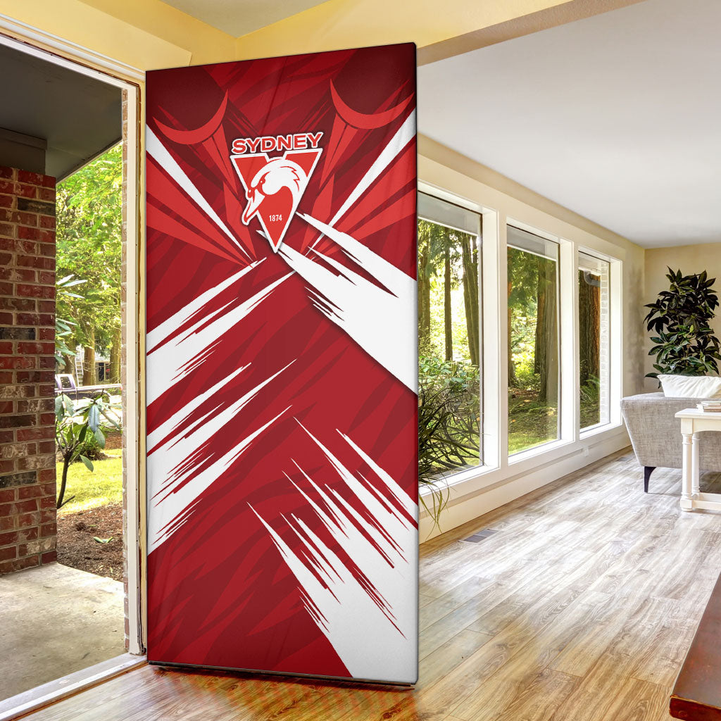 Sydney Swans Australian Football Door Cover Muscular Swan Mascot - Bold Team Colors