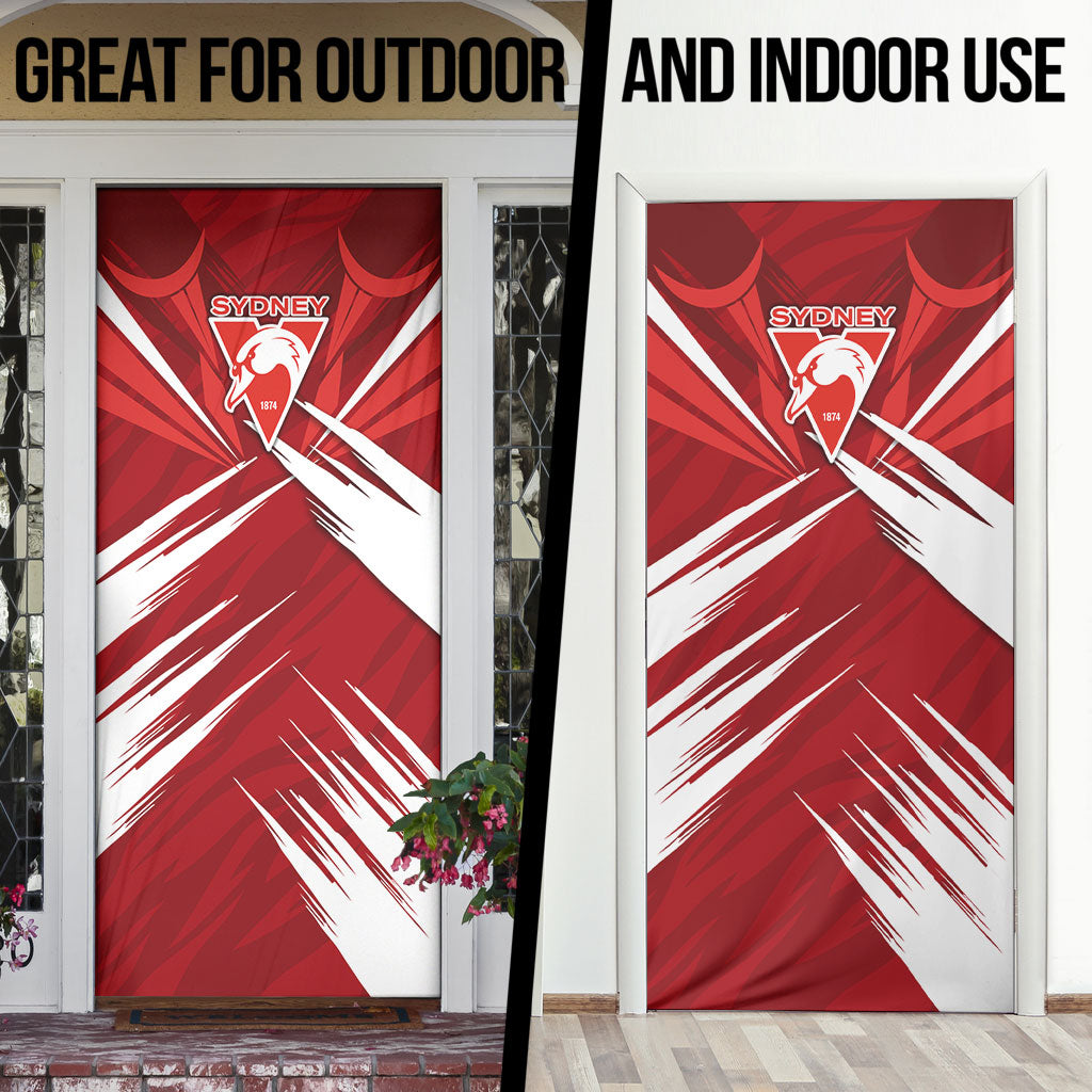 Sydney Swans Australian Football Door Cover Muscular Swan Mascot - Bold Team Colors