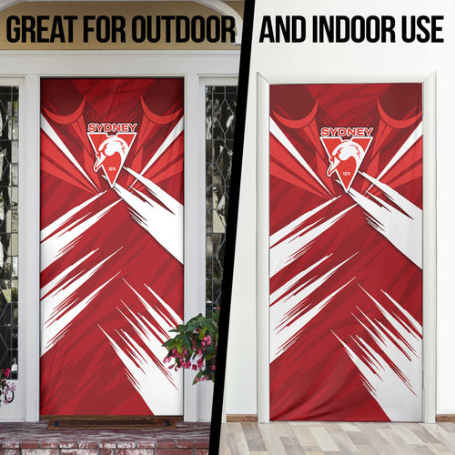 Sydney Swans Australian Football Door Cover Muscular Swan Mascot - Bold Team Colors