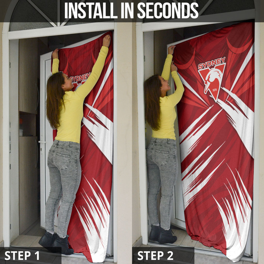 Sydney Swans Australian Football Door Cover Muscular Swan Mascot - Bold Team Colors