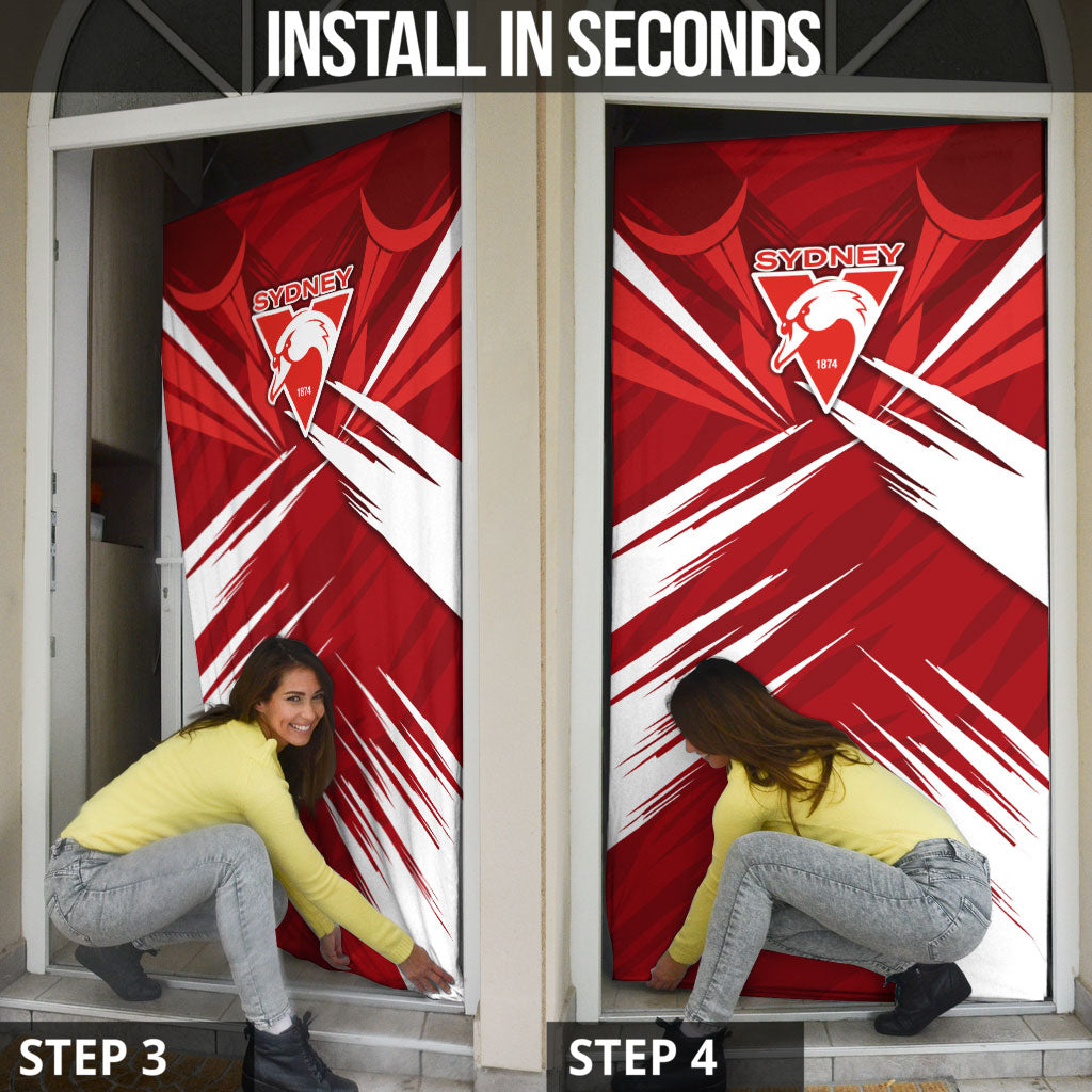 Sydney Swans Australian Football Door Cover Muscular Swan Mascot - Bold Team Colors