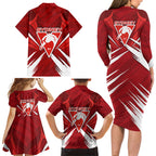 Sydney Swans Australian Football Family Matching Long Sleeve Bodycon Dress and Hawaiian Shirt Muscular Swan Mascot - Bold Team Colors
