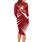 Sydney Swans Australian Football Family Matching Long Sleeve Bodycon Dress and Hawaiian Shirt Muscular Swan Mascot - Bold Team Colors