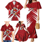 Sydney Swans Australian Football Family Matching Mermaid Dress and Hawaiian Shirt Muscular Swan Mascot - Bold Team Colors