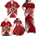 Sydney Swans Australian Football Family Matching Off Shoulder Maxi Dress and Hawaiian Shirt Muscular Swan Mascot - Bold Team Colors