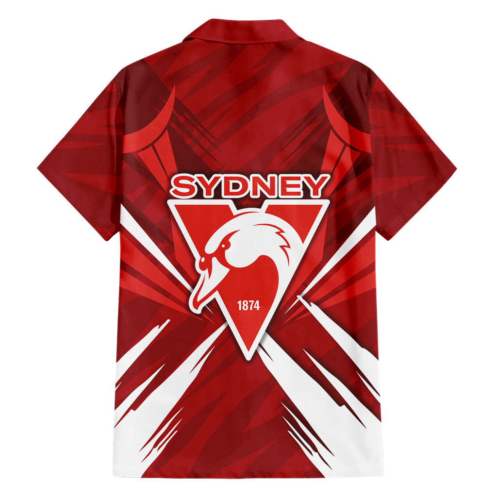 Sydney Swans Australian Football Family Matching Off Shoulder Maxi Dress and Hawaiian Shirt Muscular Swan Mascot - Bold Team Colors