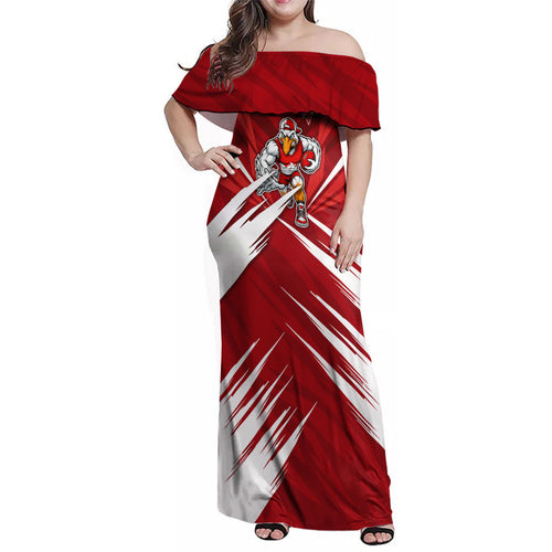 Sydney Swans Australian Football Family Matching Off Shoulder Maxi Dress and Hawaiian Shirt Muscular Swan Mascot - Bold Team Colors