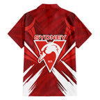Sydney Swans Australian Football Family Matching Off Shoulder Short Dress and Hawaiian Shirt Muscular Swan Mascot - Bold Team Colors