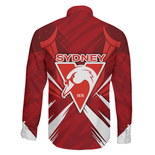 Sydney Swans Australian Football Family Matching Off Shoulder Short Dress and Hawaiian Shirt Muscular Swan Mascot - Bold Team Colors