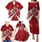 Sydney Swans Australian Football Family Matching Puletasi and Hawaiian Shirt Muscular Swan Mascot - Bold Team Colors