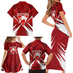 Sydney Swans Australian Football Family Matching Short Sleeve Bodycon Dress and Hawaiian Shirt Muscular Swan Mascot - Bold Team Colors