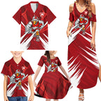 Sydney Swans Australian Football Family Matching Summer Maxi Dress and Hawaiian Shirt Muscular Swan Mascot - Bold Team Colors