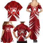 Sydney Swans Australian Football Family Matching Summer Maxi Dress and Hawaiian Shirt Muscular Swan Mascot - Bold Team Colors
