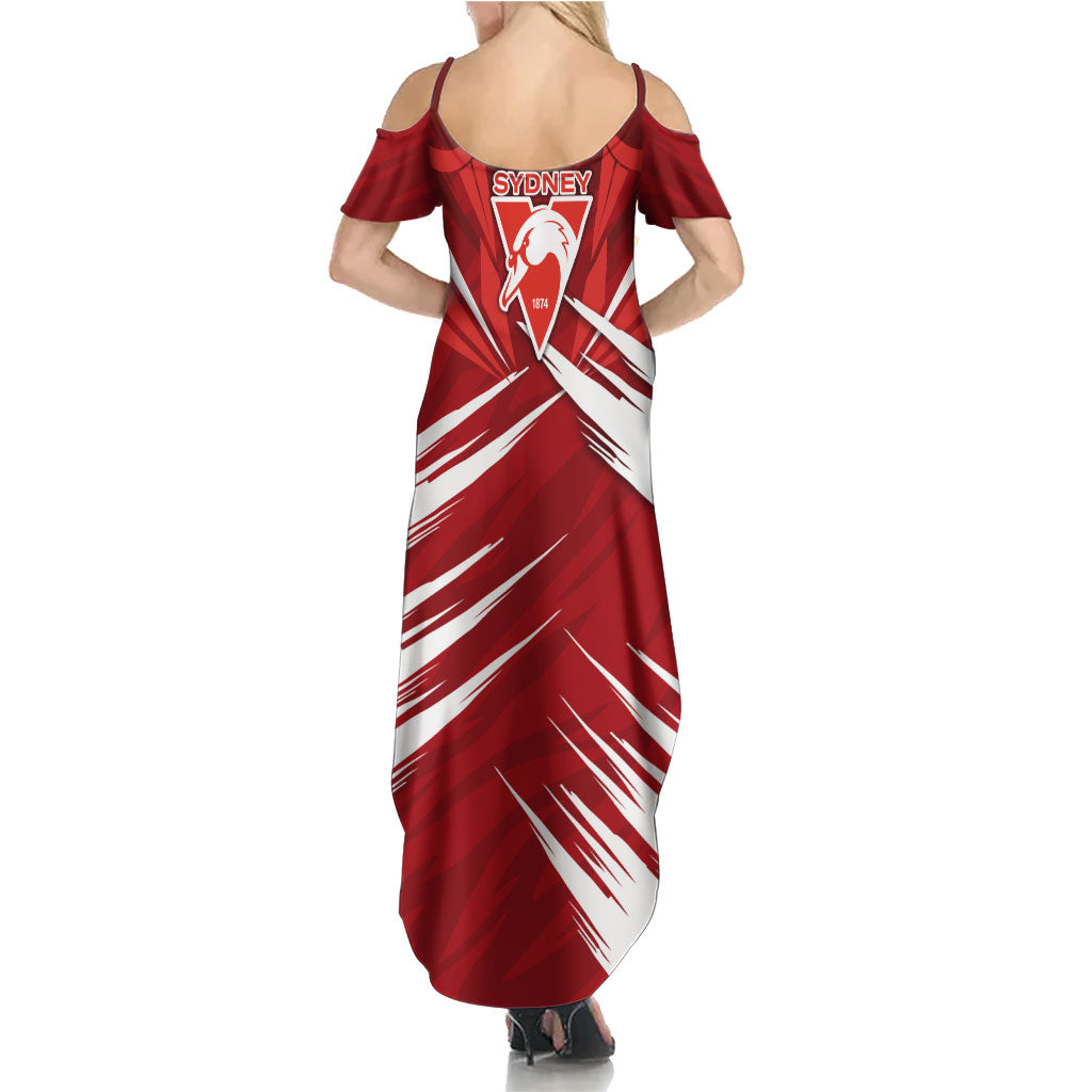 Sydney Swans Australian Football Family Matching Summer Maxi Dress and Hawaiian Shirt Muscular Swan Mascot - Bold Team Colors