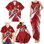 Sydney Swans Australian Football Family Matching Tank Maxi Dress and Hawaiian Shirt Muscular Swan Mascot - Bold Team Colors