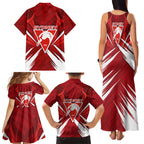 Sydney Swans Australian Football Family Matching Tank Maxi Dress and Hawaiian Shirt Muscular Swan Mascot - Bold Team Colors