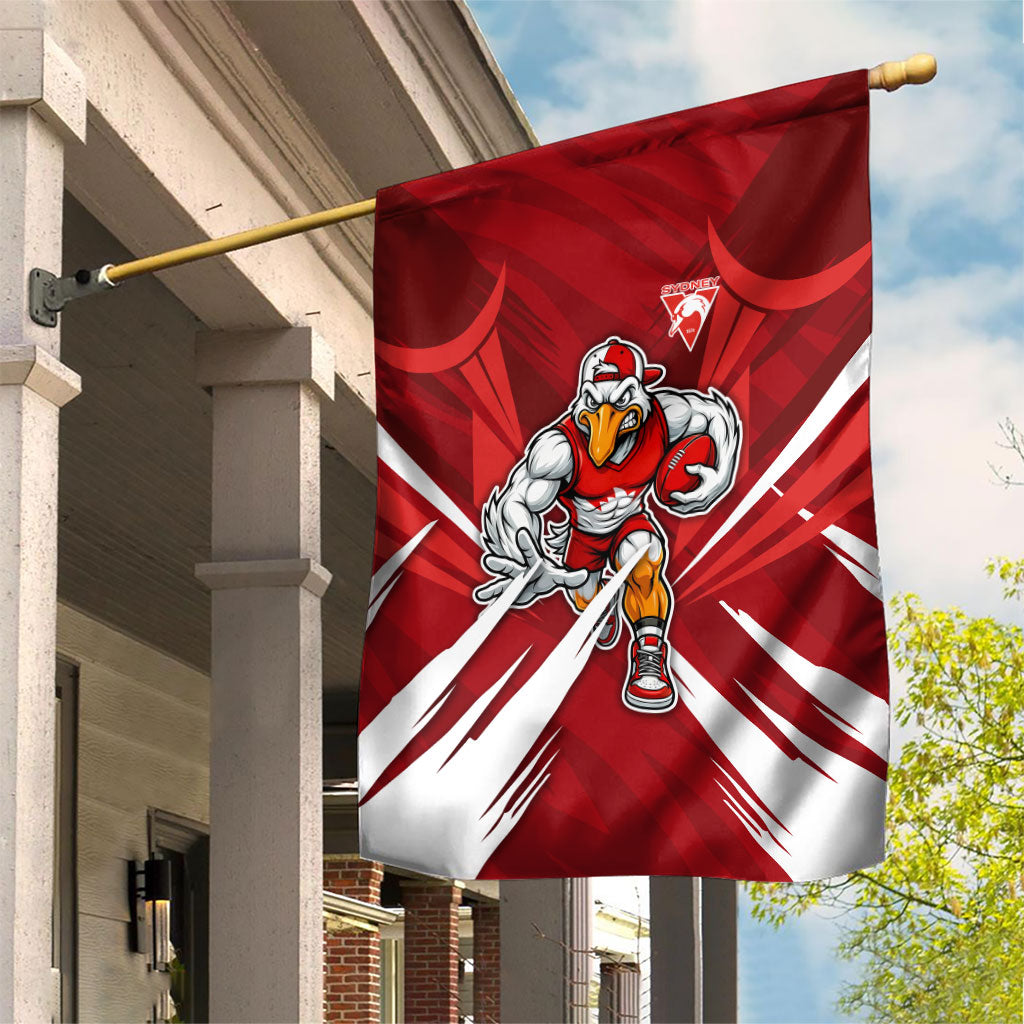 Sydney Swans Australian Football Garden Flag Muscular Swan Mascot - Bold Team Colors
