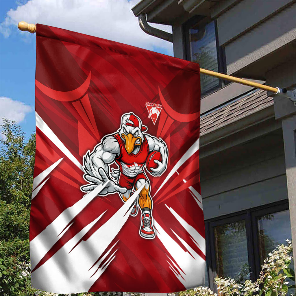 Sydney Swans Australian Football Garden Flag Muscular Swan Mascot - Bold Team Colors