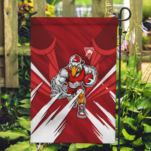 Sydney Swans Australian Football Garden Flag Muscular Swan Mascot - Bold Team Colors