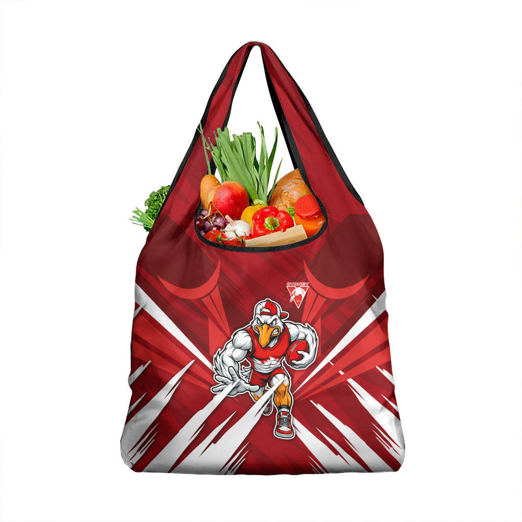 Sydney Swans Australian Football Grocery Bag Muscular Swan Mascot - Bold Team Colors