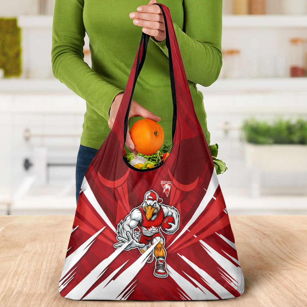 Sydney Swans Australian Football Grocery Bag Muscular Swan Mascot - Bold Team Colors