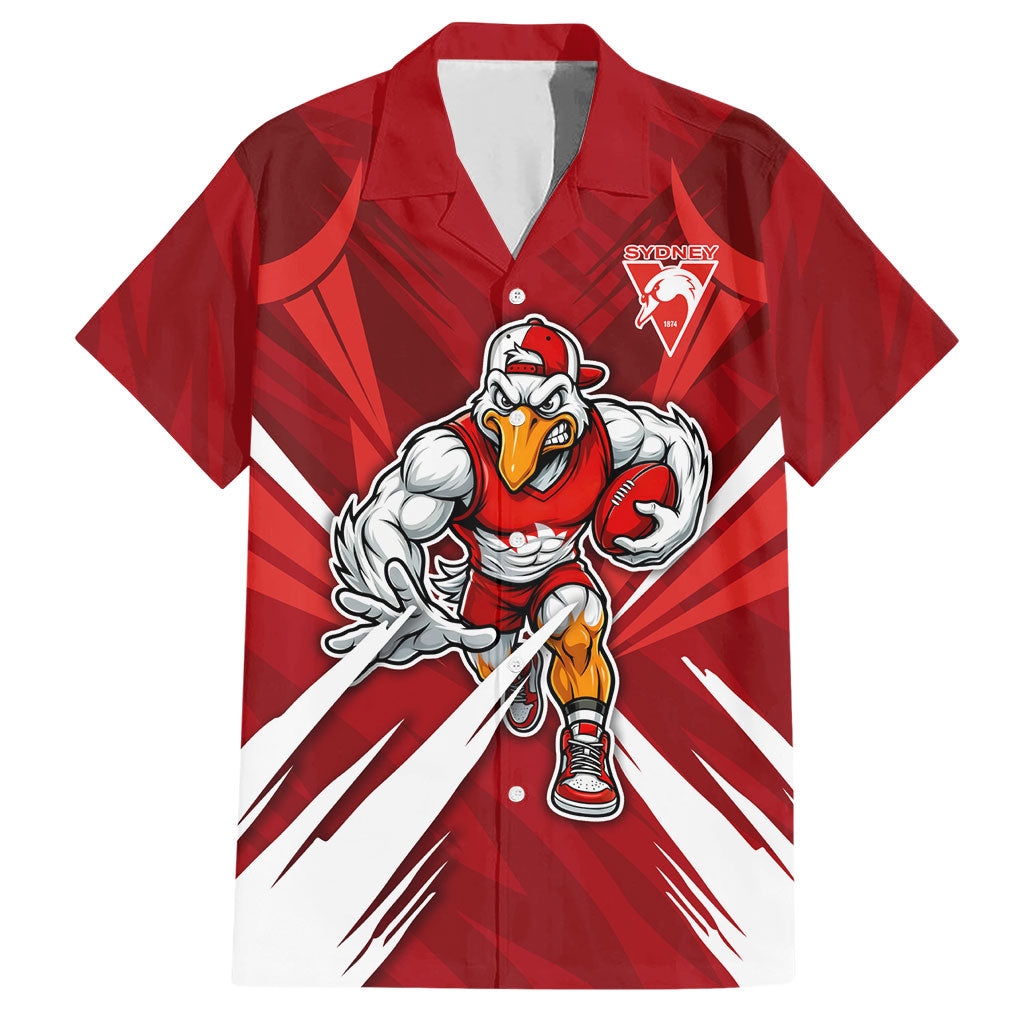 Sydney Swans Australian Football Hawaiian Shirt Muscular Swan Mascot - Bold Team Colors