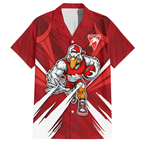 Sydney Swans Australian Football Hawaiian Shirt Muscular Swan Mascot - Bold Team Colors
