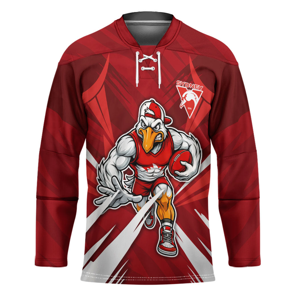 Sydney Swans Australian Football Hockey Jersey Muscular Swan Mascot - Bold Team Colors