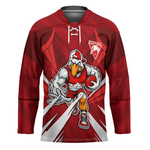 Sydney Swans Australian Football Hockey Jersey Muscular Swan Mascot - Bold Team Colors