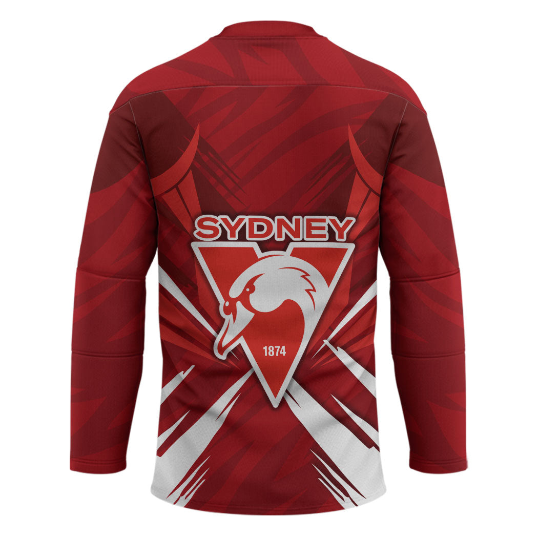 Sydney Swans Australian Football Hockey Jersey Muscular Swan Mascot - Bold Team Colors