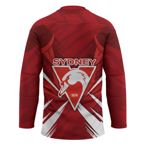 Sydney Swans Australian Football Hockey Jersey Muscular Swan Mascot - Bold Team Colors