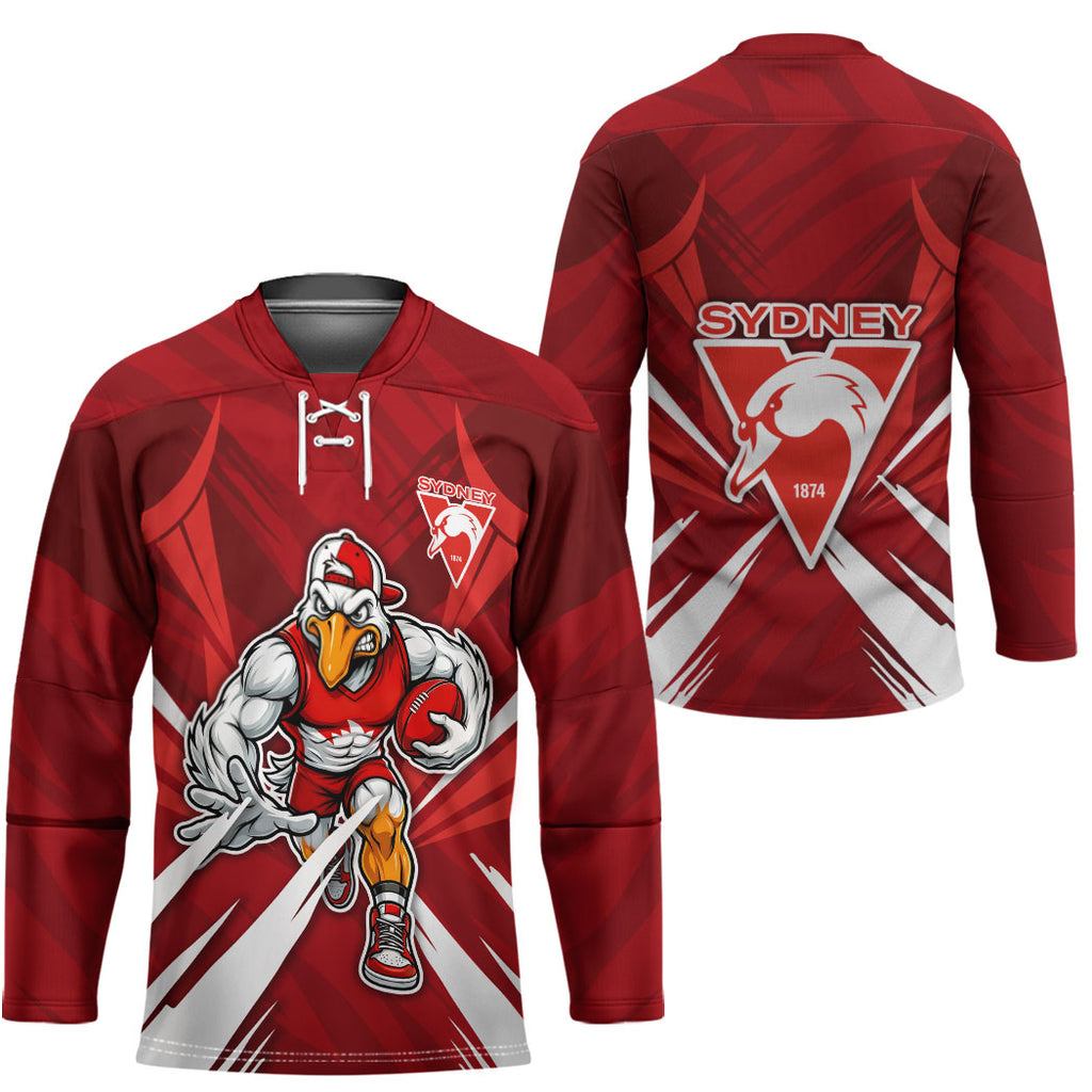 Sydney Swans Australian Football Hockey Jersey Muscular Swan Mascot - Bold Team Colors
