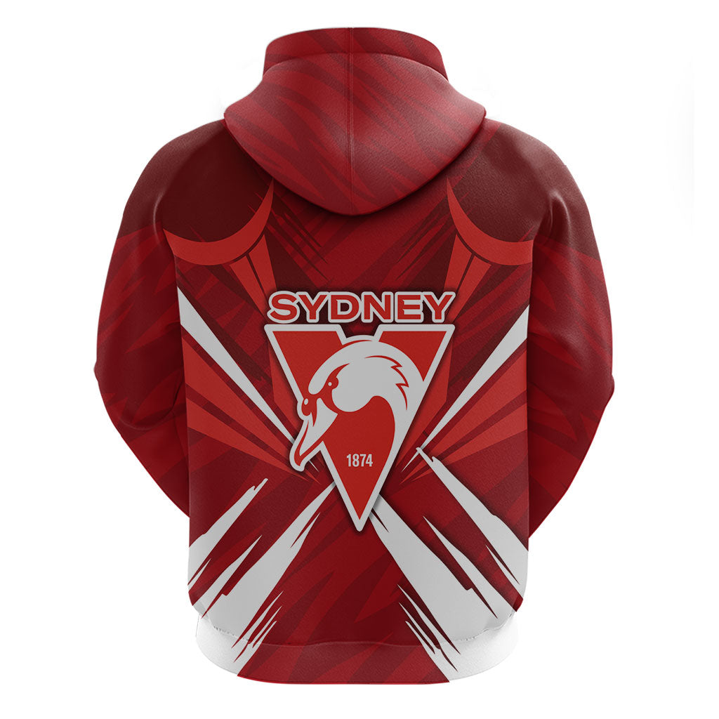 Sydney Swans Australian Football Hoodie Muscular Swan Mascot - Bold Team Colors