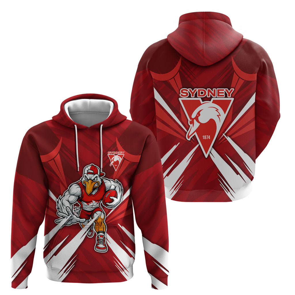 Sydney Swans Australian Football Hoodie Muscular Swan Mascot - Bold Team Colors