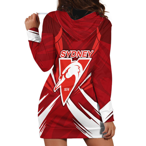 Sydney Swans Australian Football Hoodie Dress Muscular Swan Mascot - Bold Team Colors