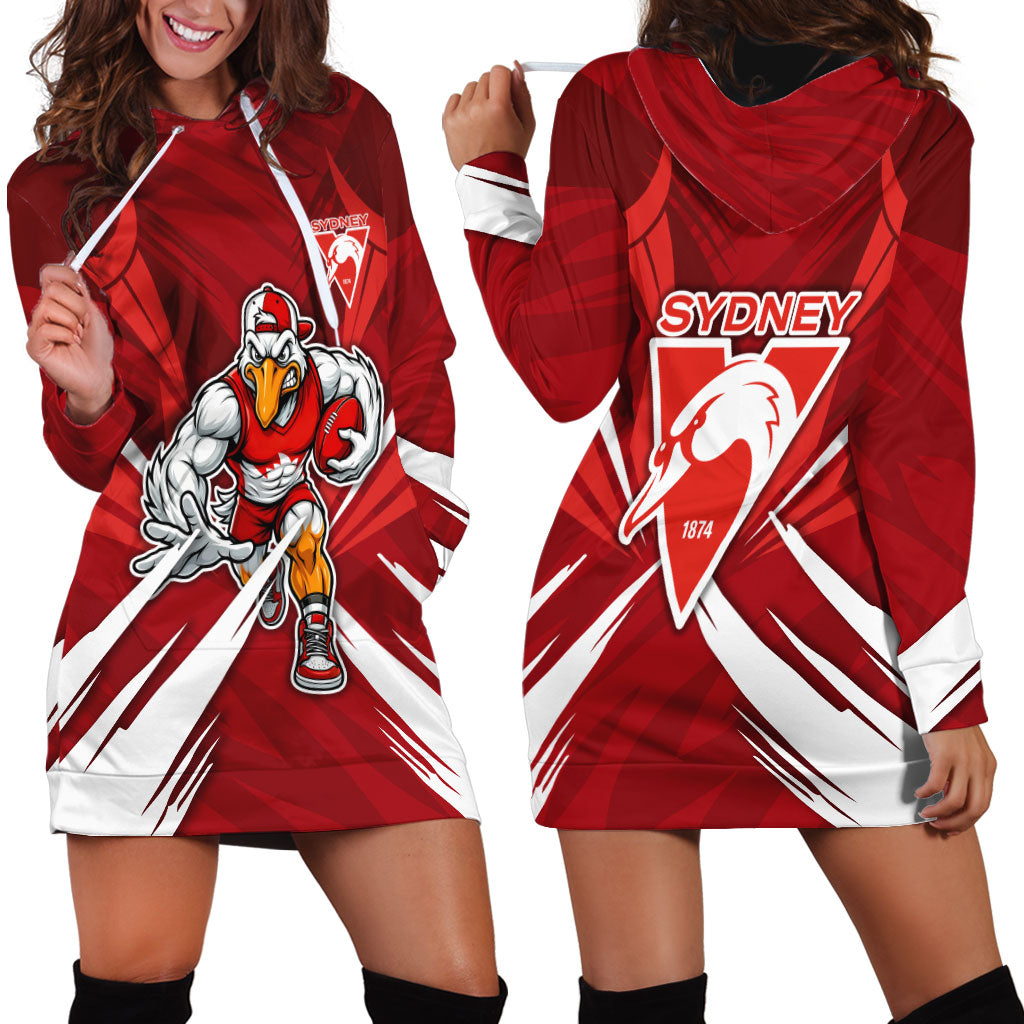 Sydney Swans Australian Football Hoodie Dress Muscular Swan Mascot - Bold Team Colors