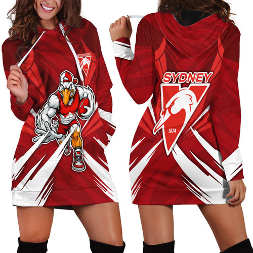 Sydney Swans Australian Football Hoodie Dress Muscular Swan Mascot - Bold Team Colors