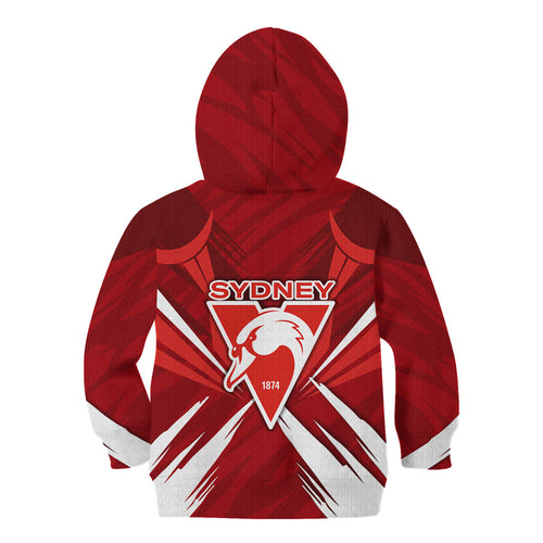 Sydney Swans Australian Football Kid Hoodie Muscular Swan Mascot - Bold Team Colors
