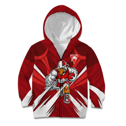Sydney Swans Australian Football Kid Hoodie Muscular Swan Mascot - Bold Team Colors