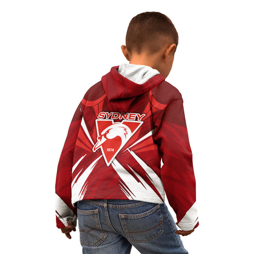 Sydney Swans Australian Football Kid Hoodie Muscular Swan Mascot - Bold Team Colors