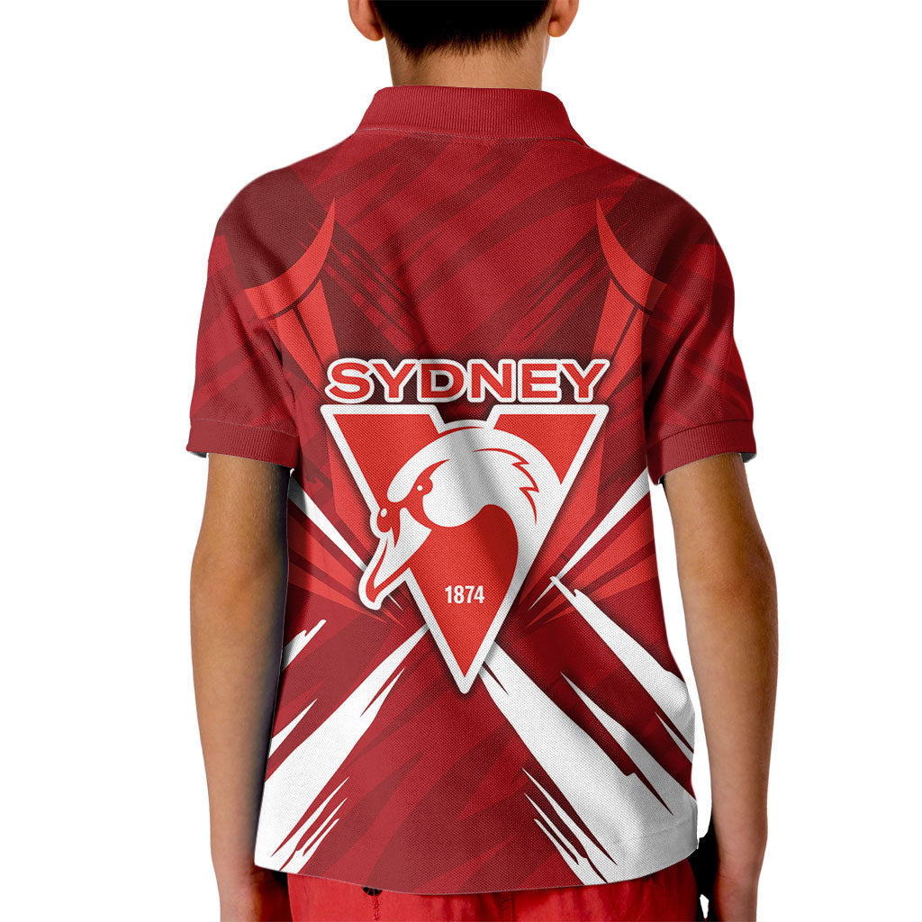 Sydney Swans Australian Football Kid Polo Shirt Muscular Swan Mascot - Bold Team Colors