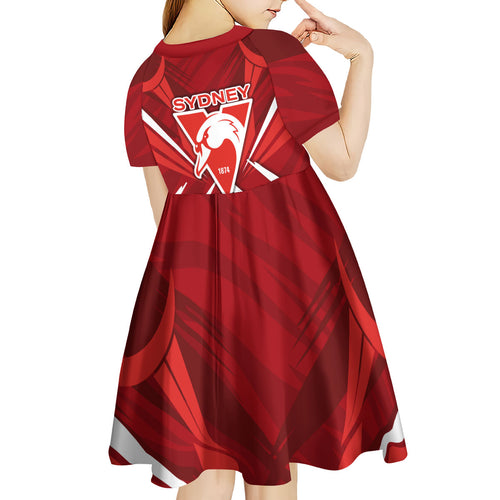 Sydney Swans Australian Football Kid Short Sleeve Dress Muscular Swan Mascot - Bold Team Colors