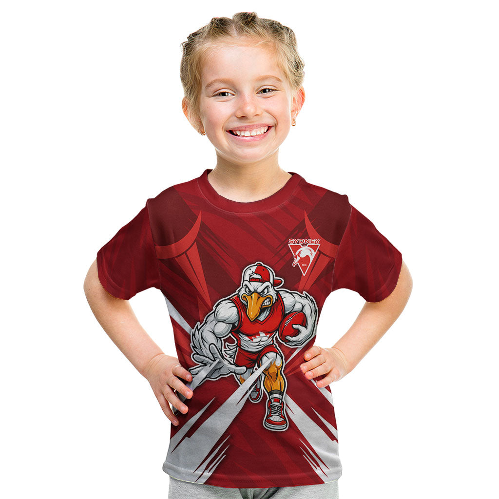 Sydney Swans Australian Football Kid T Shirt Muscular Swan Mascot - Bold Team Colors