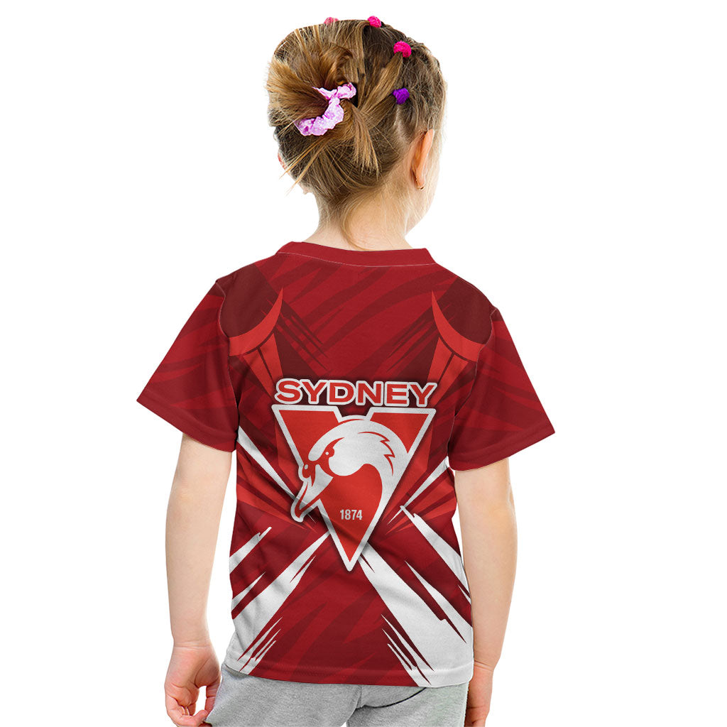 Sydney Swans Australian Football Kid T Shirt Muscular Swan Mascot - Bold Team Colors